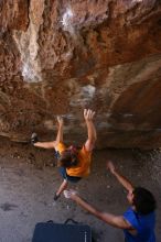 Rock climbing in Hueco Tanks State Park and Historic Site during the Hueco Tanks Awesome Fest 2.0 trip, Saturday, September 04, 2010.

Filename: SRM_20100904_13283092.JPG
Aperture: f/4.0
Shutter Speed: 1/200
Body: Canon EOS 20D
Lens: Canon EF 16-35mm f/2.8 L