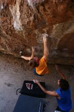 Rock climbing in Hueco Tanks State Park and Historic Site during the Hueco Tanks Awesome Fest 2.0 trip, Saturday, September 04, 2010.

Filename: SRM_20100904_13311000.JPG
Aperture: f/4.0
Shutter Speed: 1/400
Body: Canon EOS 20D
Lens: Canon EF 16-35mm f/2.8 L