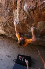 Rock climbing in Hueco Tanks State Park and Historic Site during the Hueco Tanks Awesome Fest 2.0 trip, Saturday, September 04, 2010.

Filename: SRM_20100904_13311502.JPG
Aperture: f/4.0
Shutter Speed: 1/400
Body: Canon EOS 20D
Lens: Canon EF 16-35mm f/2.8 L