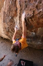 Rock climbing in Hueco Tanks State Park and Historic Site during the Hueco Tanks Awesome Fest 2.0 trip, Saturday, September 04, 2010.

Filename: SRM_20100904_13312207.JPG
Aperture: f/4.0
Shutter Speed: 1/400
Body: Canon EOS 20D
Lens: Canon EF 16-35mm f/2.8 L