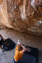 Rock climbing in Hueco Tanks State Park and Historic Site during the Hueco Tanks Awesome Fest 2.0 trip, Saturday, September 04, 2010.

Filename: SRM_20100904_13365319.JPG
Aperture: f/4.0
Shutter Speed: 1/400
Body: Canon EOS 20D
Lens: Canon EF 16-35mm f/2.8 L