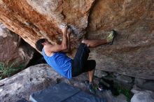 Rock climbing in Hueco Tanks State Park and Historic Site during the Hueco Tanks Awesome Fest 2.0 trip, Saturday, September 04, 2010.

Filename: SRM_20100904_15103254.JPG
Aperture: f/4.0
Shutter Speed: 1/400
Body: Canon EOS 20D
Lens: Canon EF 16-35mm f/2.8 L