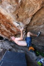 Rock climbing in Hueco Tanks State Park and Historic Site during the Hueco Tanks Awesome Fest 2.0 trip, Saturday, September 04, 2010.

Filename: SRM_20100904_15291076.JPG
Aperture: f/4.0
Shutter Speed: 1/400
Body: Canon EOS 20D
Lens: Canon EF 16-35mm f/2.8 L