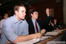 Weekly meeting of the Undergraduate House of Representatives (UHR), February 17, 2004.

Filename: img_2022_std.jpg
Aperture: f/10.0
Shutter Speed: 1/80
Body: Canon EOS DIGITAL REBEL
Lens: Canon EF-S 18-55mm f/3.5-5.6