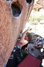 Rock climbing in Hueco Tanks State Park and Historic Site during the Hueco Tanks Awesome Fest 2.0 trip, Sunday, September 05, 2010.

Filename: SRM_20100905_12043245.JPG
Aperture: f/5.6
Shutter Speed: 1/500
Body: Canon EOS 20D
Lens: Canon EF 16-35mm f/2.8 L