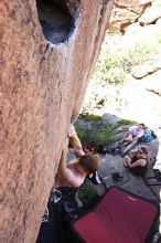 Rock climbing in Hueco Tanks State Park and Historic Site during the Hueco Tanks Awesome Fest 2.0 trip, Sunday, September 05, 2010.

Filename: SRM_20100905_12063951.JPG
Aperture: f/5.6
Shutter Speed: 1/500
Body: Canon EOS 20D
Lens: Canon EF 16-35mm f/2.8 L