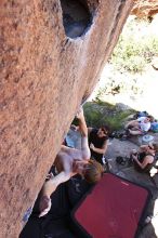 Rock climbing in Hueco Tanks State Park and Historic Site during the Hueco Tanks Awesome Fest 2.0 trip, Sunday, September 05, 2010.

Filename: SRM_20100905_12115557.JPG
Aperture: f/5.6
Shutter Speed: 1/500
Body: Canon EOS 20D
Lens: Canon EF 16-35mm f/2.8 L