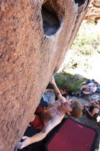 Rock climbing in Hueco Tanks State Park and Historic Site during the Hueco Tanks Awesome Fest 2.0 trip, Sunday, September 05, 2010.

Filename: SRM_20100905_12120060.JPG
Aperture: f/5.6
Shutter Speed: 1/500
Body: Canon EOS 20D
Lens: Canon EF 16-35mm f/2.8 L