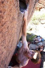 Rock climbing in Hueco Tanks State Park and Historic Site during the Hueco Tanks Awesome Fest 2.0 trip, Sunday, September 05, 2010.

Filename: SRM_20100905_12120463.JPG
Aperture: f/5.6
Shutter Speed: 1/500
Body: Canon EOS 20D
Lens: Canon EF 16-35mm f/2.8 L