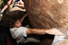 Rock climbing in Hueco Tanks State Park and Historic Site during the Hueco Tanks Awesome Fest 2.0 trip, Sunday, September 05, 2010.

Filename: SRM_20100905_14052580.JPG
Aperture: f/8.0
Shutter Speed: 1/250
Body: Canon EOS 20D
Lens: Canon EF 16-35mm f/2.8 L