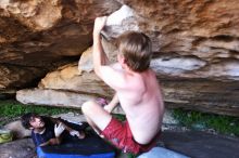 Rock climbing in Hueco Tanks State Park and Historic Site during the Hueco Tanks Awesome Fest 2.0 trip, Sunday, September 05, 2010.

Filename: SRM_20100905_15503731.JPG
Aperture: f/2.8
Shutter Speed: 1/200
Body: Canon EOS 20D
Lens: Canon EF 16-35mm f/2.8 L