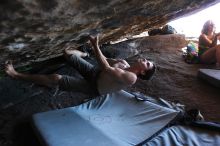 Rock climbing in Hueco Tanks State Park and Historic Site during the Hueco Tanks Awesome Fest 2.0 trip, Sunday, September 05, 2010.

Filename: SRM_20100905_16172556.JPG
Aperture: f/2.8
Shutter Speed: 1/200
Body: Canon EOS 20D
Lens: Canon EF 16-35mm f/2.8 L