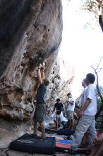 Rock climbing in Hueco Tanks State Park and Historic Site during the Hueco Tanks Awesome Fest 2.0 trip, Sunday, September 05, 2010.

Filename: SRM_20100905_18123372.JPG
Aperture: f/2.8
Shutter Speed: 1/400
Body: Canon EOS 20D
Lens: Canon EF 16-35mm f/2.8 L