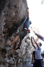 Rock climbing in Hueco Tanks State Park and Historic Site during the Hueco Tanks Awesome Fest 2.0 trip, Sunday, September 05, 2010.

Filename: SRM_20100905_18125475.JPG
Aperture: f/2.8
Shutter Speed: 1/500
Body: Canon EOS 20D
Lens: Canon EF 16-35mm f/2.8 L