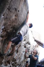 Rock climbing in Hueco Tanks State Park and Historic Site during the Hueco Tanks Awesome Fest 2.0 trip, Sunday, September 05, 2010.

Filename: SRM_20100905_18134880.JPG
Aperture: f/2.8
Shutter Speed: 1/400
Body: Canon EOS 20D
Lens: Canon EF 16-35mm f/2.8 L