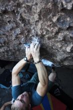 Rock climbing in Hueco Tanks State Park and Historic Site during the Hueco Tanks Awesome Fest 2.0 trip, Sunday, September 05, 2010.

Filename: SRM_20100905_19120116.JPG
Aperture: f/4.0
Shutter Speed: 1/200
Body: Canon EOS 20D
Lens: Canon EF 16-35mm f/2.8 L