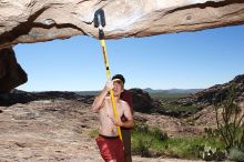 Rock climbing in Hueco Tanks State Park and Historic Site during the Hueco Tanks Awesome Fest 2.0 trip, Monday, September 06, 2010.

Filename: SRM_20100906_12140223.JPG
Aperture: f/10.0
Shutter Speed: 1/250
Body: Canon EOS 20D
Lens: Canon EF 16-35mm f/2.8 L