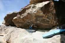 Bouldering during the Hueco Tanks Awesome Fest 14.2.

Filename: srm_20140223_12191429.jpg
Aperture: f/5.6
Shutter Speed: 1/1000
Body: Canon EOS-1D Mark II
Lens: Canon EF 16-35mm f/2.8 L