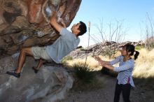 Bouldering in Hueco Tanks on 03/18/2016 with Blue Lizard Climbing and Yoga

Filename: SRM_20160318_0926340.jpg
Aperture: f/5.6
Shutter Speed: 1/250
Body: Canon EOS 20D
Lens: Canon EF 16-35mm f/2.8 L