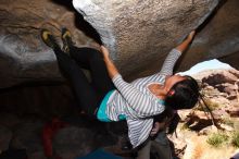 Bouldering in Hueco Tanks on 03/19/2016 with Blue Lizard Climbing and Yoga

Filename: SRM_20160319_1341421.jpg
Aperture: f/8.0
Shutter Speed: 1/250
Body: Canon EOS 20D
Lens: Canon EF 16-35mm f/2.8 L