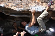 Bouldering in Hueco Tanks on 03/19/2016 with Blue Lizard Climbing and Yoga

Filename: SRM_20160319_1401310.jpg
Aperture: f/8.0
Shutter Speed: 1/250
Body: Canon EOS 20D
Lens: Canon EF 16-35mm f/2.8 L