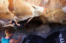 Bouldering in Hueco Tanks on 04/11/2016 with Blue Lizard Climbing and Yoga

Filename: SRM_20160411_1354100.jpg
Aperture: f/5.6
Shutter Speed: 1/250
Body: Canon EOS 20D
Lens: Canon EF 16-35mm f/2.8 L