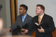 Jesse Gall and Bimal Patel rehearse their Duo Interpretive of "Promises" by B.Z. Goldberg and Justine Shapiro.  The University of Texas' Speech Team will compete in the American Forensic Associations National Individual Events Tournament (AFA NIET) in Gai

Filename: SRM_20060325_142430_1.jpg
Aperture: f/3.5
Shutter Speed: 1/160
Body: Canon EOS 20D
Lens: Canon EF 80-200mm f/2.8 L