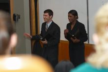 Eric Cullather and Nichole Martin practice their Duo Interpretive of "This Is How It Goes" by Neil Labute.  The University of Texas' Speech Team will compete in the American Forensic Associations National Individual Events Tournament (AFA NIET) in Gainesv

Filename: SRM_20060325_142854_5.jpg
Aperture: f/3.5
Shutter Speed: 1/160
Body: Canon EOS 20D
Lens: Canon EF 80-200mm f/2.8 L