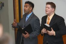 Jesse Gall and Bimal Patel rehearse their Duo Interpretive of "Promises" by B.Z. Goldberg and Justine Shapiro.  The University of Texas' Speech Team will compete in the American Forensic Associations National Individual Events Tournament (AFA NIET) in Gai

Filename: SRM_20060325_142238_9.jpg
Aperture: f/3.5
Shutter Speed: 1/160
Body: Canon EOS 20D
Lens: Canon EF 80-200mm f/2.8 L