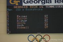 Jeremy Raines competes against the University of Tennessee in the backstroke.

Filename: crw_2220_std.jpg
Aperture: f/2.8
Shutter Speed: 1/320
Body: Canon EOS DIGITAL REBEL
Lens: Canon EF 80-200mm f/2.8 L