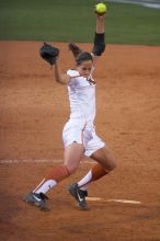 Cat Osterman pitching to the Mean Green.  The Lady Longhorns beat the University of North Texas 5-0 in the first game of the double header Wednesday night.

Filename: SRM_20060308_212302_0.jpg
Aperture: f/2.8
Shutter Speed: 1/1000
Body: Canon EOS 20D
Lens: Canon EF 80-200mm f/2.8 L