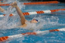 Garrett Weber Gale (Black Goggles) and Chris Seitz (Blue goggles) of the University of Texas Men's Varsity Swim Team placed 7th and 8th in the 6th heat of the 200 Backstroke Prelims with a time of 1:45.69 and 1:46.00 at the Speedo American Short Course Championships.

Filename: SRM_20060304_181434_5.jpg
Aperture: f/3.5
Shutter Speed: 1/640
Body: Canon EOS 20D
Lens: Canon EF 80-200mm f/2.8 L