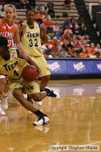 The Georgia Tech women's basketball team played Clemson.

Filename: img_0714_std.jpg
Aperture: f/2.8
Shutter Speed: 1/320
Body: Canon EOS DIGITAL REBEL
Lens: Canon EF 80-200mm f/2.8 L