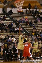 The Georgia Tech women's basketball team played Clemson.

Filename: img_0654_std.jpg
Aperture: f/2.8
Shutter Speed: 1/320
Body: Canon EOS DIGITAL REBEL
Lens: Canon EF 80-200mm f/2.8 L