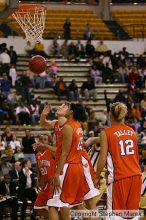 The Georgia Tech women's basketball team played Clemson.

Filename: img_0670_std.jpg
Aperture: f/2.8
Shutter Speed: 1/320
Body: Canon EOS DIGITAL REBEL
Lens: Canon EF 80-200mm f/2.8 L