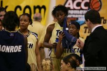 The Georgia Tech women's basketball team played Clemson.

Filename: img_0549_std.jpg
Aperture: f/2.8
Shutter Speed: 1/320
Body: Canon EOS DIGITAL REBEL
Lens: Canon EF 80-200mm f/2.8 L