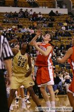 The Georgia Tech women's basketball team played Clemson.

Filename: img_0584_std.jpg
Aperture: f/2.8
Shutter Speed: 1/320
Body: Canon EOS DIGITAL REBEL
Lens: Canon EF 80-200mm f/2.8 L