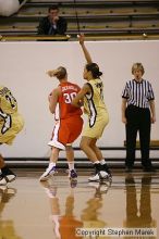 The Georgia Tech women's basketball team played Clemson.

Filename: img_0691_std.jpg
Aperture: f/2.8
Shutter Speed: 1/320
Body: Canon EOS DIGITAL REBEL
Lens: Canon EF 80-200mm f/2.8 L