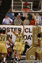 The Georgia Tech women's basketball team played Clemson.

Filename: img_0608_std.jpg
Aperture: f/2.8
Shutter Speed: 1/320
Body: Canon EOS DIGITAL REBEL
Lens: Canon EF 80-200mm f/2.8 L