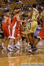 The Georgia Tech women's basketball team played Clemson.

Filename: img_0611_std.jpg
Aperture: f/2.8
Shutter Speed: 1/320
Body: Canon EOS DIGITAL REBEL
Lens: Canon EF 80-200mm f/2.8 L