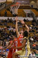 The Georgia Tech women's basketball team played Clemson.

Filename: img_0589_std.jpg
Aperture: f/2.8
Shutter Speed: 1/320
Body: Canon EOS DIGITAL REBEL
Lens: Canon EF 80-200mm f/2.8 L