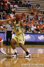 The Georgia Tech women's basketball team played Clemson.

Filename: img_0651_std.jpg
Aperture: f/2.8
Shutter Speed: 1/320
Body: Canon EOS DIGITAL REBEL
Lens: Canon EF 80-200mm f/2.8 L