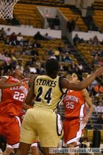 The Georgia Tech women's basketball team played Clemson.

Filename: img_0574_std.jpg
Aperture: f/2.8
Shutter Speed: 1/320
Body: Canon EOS DIGITAL REBEL
Lens: Canon EF 80-200mm f/2.8 L