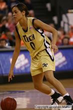 The Georgia Tech women's basketball team played Clemson.

Filename: img_0724_std.jpg
Aperture: f/2.8
Shutter Speed: 1/320
Body: Canon EOS DIGITAL REBEL
Lens: Canon EF 80-200mm f/2.8 L