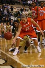 The Georgia Tech women's basketball team played Clemson.

Filename: img_0737_std.jpg
Aperture: f/2.8
Shutter Speed: 1/320
Body: Canon EOS DIGITAL REBEL
Lens: Canon EF 80-200mm f/2.8 L