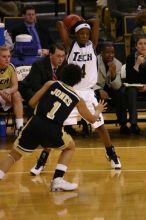 The Georgia Tech women's basketball team played Wake Forest.

Filename: IMG_1099.jpg
Aperture: f/2.8
Shutter Speed: 1/320
Body: Canon EOS DIGITAL REBEL
Lens: Canon EF 80-200mm f/2.8 L