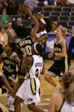 The Georgia Tech women's basketball team played Wake Forest.

Filename: IMG_1167.jpg
Aperture: f/2.8
Shutter Speed: 1/320
Body: Canon EOS DIGITAL REBEL
Lens: Canon EF 80-200mm f/2.8 L