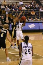 The Georgia Tech women's basketball team played Wake Forest.

Filename: IMG_1125.jpg
Aperture: f/2.8
Shutter Speed: 1/320
Body: Canon EOS DIGITAL REBEL
Lens: Canon EF 80-200mm f/2.8 L