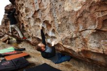 Bouldering in Hueco Tanks on 10/19/2018 with Blue Lizard Climbing and Yoga

Filename: SRM_20181019_1010100.jpg
Aperture: f/5.6
Shutter Speed: 1/500
Body: Canon EOS-1D Mark II
Lens: Canon EF 16-35mm f/2.8 L