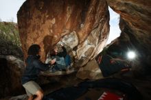 Bouldering in Hueco Tanks on 10/19/2018 with Blue Lizard Climbing and Yoga

Filename: SRM_20181019_1048230.jpg
Aperture: f/8.0
Shutter Speed: 1/250
Body: Canon EOS-1D Mark II
Lens: Canon EF 16-35mm f/2.8 L